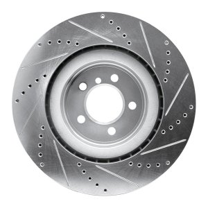 Land Rover Range Rover Brake Rotor (1) - Front Left - R1 Concepts - Drilled & Slotted - Silver - `06-`12